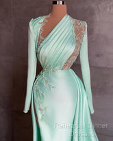 Sexy Semi Formal Prom Dresses Plus Size Arabic Aso Ebi Mermaid Semi Formal Prom Dresses Lace Beaded Illusion Satin Floor Length Party Evening Wear